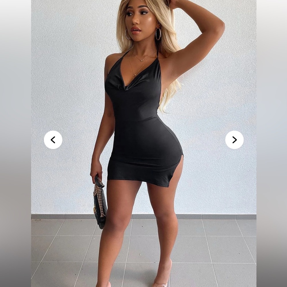 Brand NEW with tags Sleek Black Halter Mini Dress